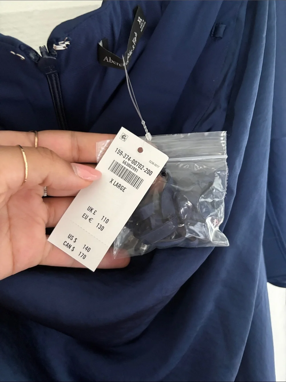 Abercrombie & Fitch Strapless Navy Maxi Dress with scarf NWT